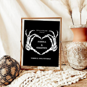 Poster Crâne gothique Fête des mariées cardiaque Signal d