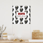 Poster Crâne gothique "Mort avant décaf" | Éffrayant Funn (Cuisine)