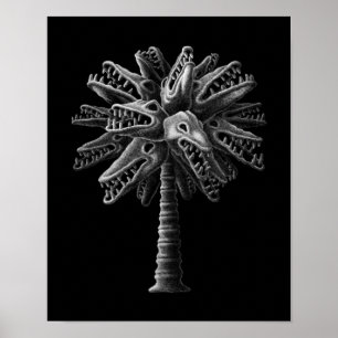 Poster Crâne gothique noir blanc Arbre d'horreur