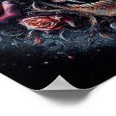 Poster Crâne gothique orné de Rose (Coin)