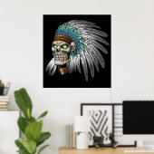 Poster Crâne gothique Tribal Amérindien (Bureau à domicile)