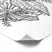 Poster Crâne Inspiré Dans Les Fleurs 2 (Coin)