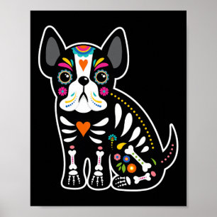 Poster Crâne Mexicaine Chien-taureau Français Jour D'Hall