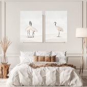 Poster Crane Minimalist Aesthetic White Beige B-2