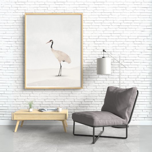 Poster Crane Minimalist Aesthetic White Beige B-2
