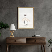 Poster Crane Minimalist Aesthetic White Beige B-3