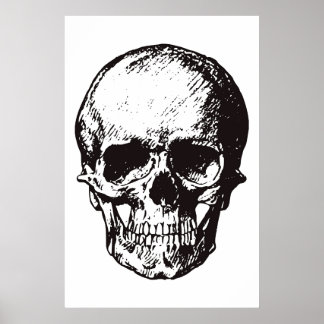 Poster Crâne noir blanc Pop Art Imaginaire Art métal lour