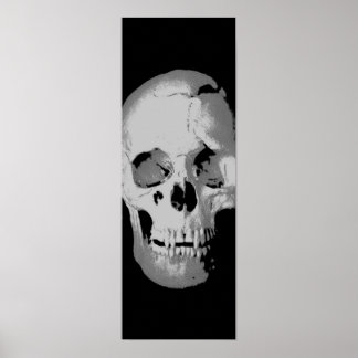 Poster crâne panoramique - Art pop noir et blanc,