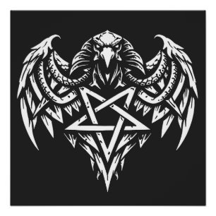 Poster Crâne Pentagramme Tribal par BurnsInhell
