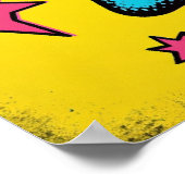 Poster Crâne pop art avec points demi-tons néon (Coin)