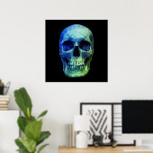 Poster Crâne Pop Art bleu noir (Bureau à domicile)