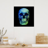 Poster Crâne Pop Art bleu noir (Cuisine)