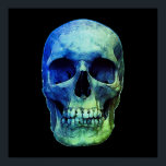 Poster Crâne Pop Art bleu noir<br><div class="desc">Imaginaire Art Skull Skeleton - Blue & Purple Tones Heavy Metal Punk Rock College Pop Art Image</div>