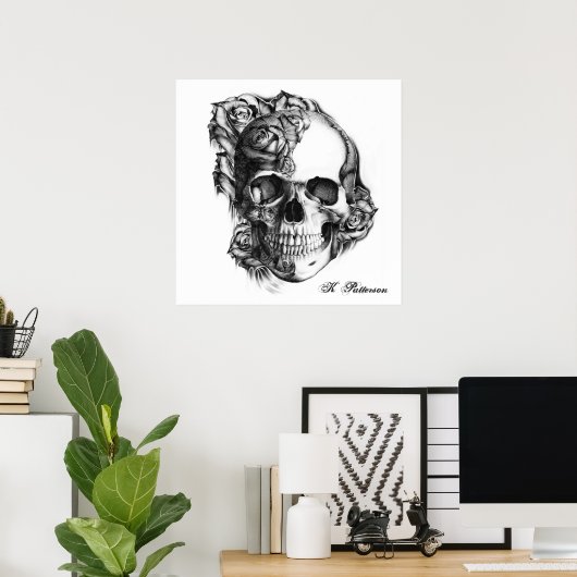 Poster crâne rose (Bureau à domicile)