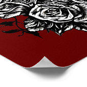 Poster Crâne Rose Goth Dessin original à l'encre Art (Coin)