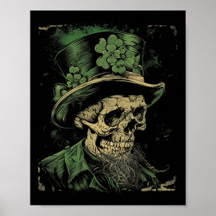Poster Crâne Squelette - Leprechaun Saint-Patrick Saint