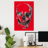 Poster Crâne style pop rouge (Bureau à domicile)