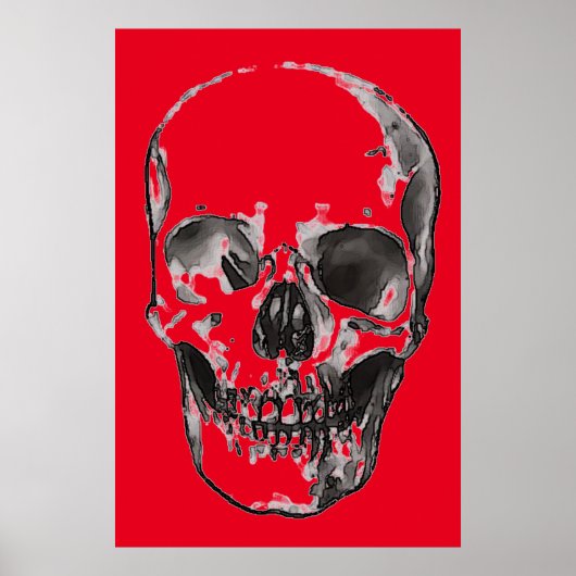 Poster Crâne style pop rouge (Devant)