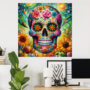 Poster Crâne sucre Dia De Los Muertos Jour des Morts