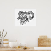 Poster Crâne Teufelschädel noir blanc dessin (Cuisine)