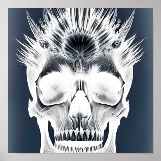 Poster Crâne tribal négatif (Devant)