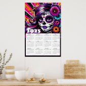 Poster Crânes à sucre dans l'espace 2025 Calendrier (Cuisine)