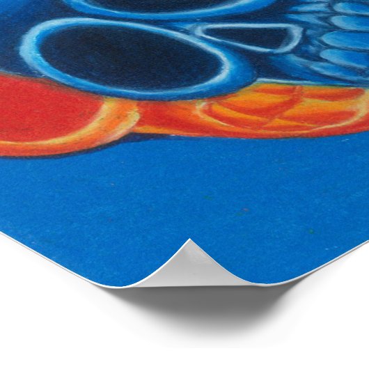 Poster Crânes bleus et orange Imprimer (Coin)