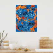 Poster Crânes bleus et orange Imprimer (Cuisine)