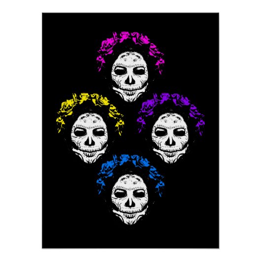 Poster Crânes Calavera Style Pop Art (Devant)