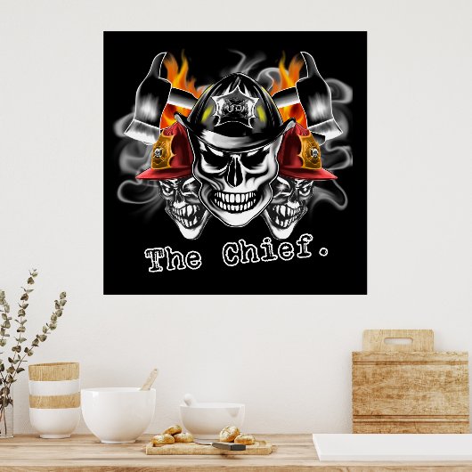 Poster Crânes de pompier : Le chef. (Cuisine)