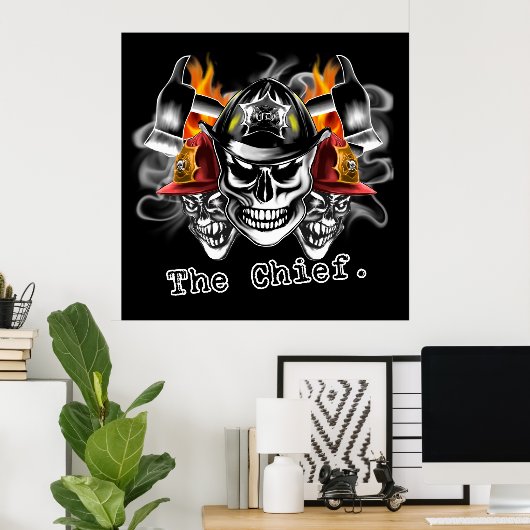 Poster Crânes de pompier : Le chef. (Bureau à domicile)