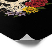 Poster Crânes Papillon Monarque Fleurs Halloween Hommes F (Coin)