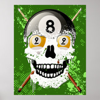 Poster crânien Billard 8 & 9 Ball