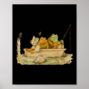 Poster Crapaud Grenouille Pêche Livre Clic Vintage Grenou