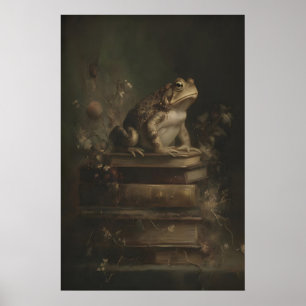 Poster Crapaud sur Livres Dark Academia Art Mural, Whimsi