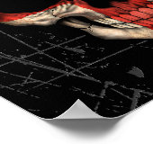 Poster Cratché Anglais Dj crâne avec casque (Coin)