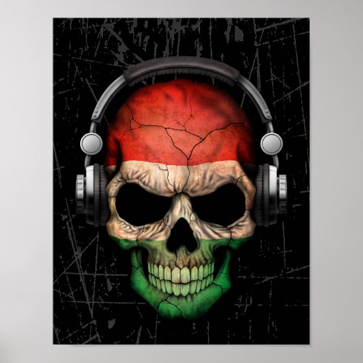 Poster Cratché Hongrois Dj crull avec casque (Devant)