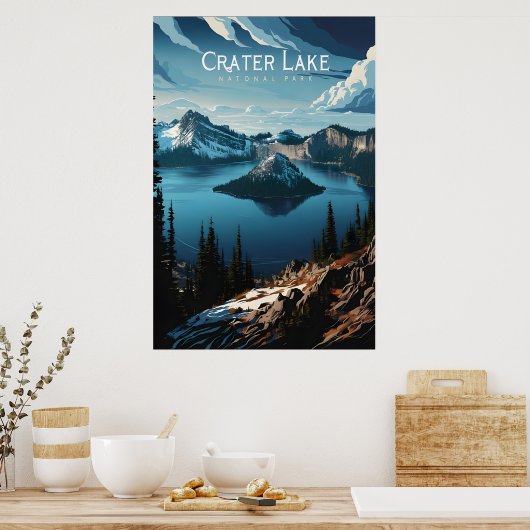 Poster Crater Lakes Majestic Island Vue (Cuisine)