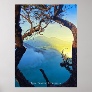 Poster Cratère de soufre de montagne Étang bleu cadre