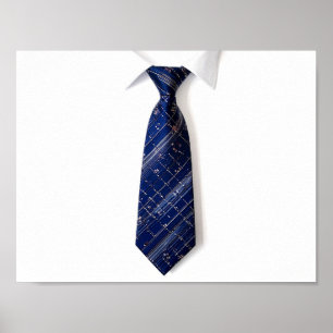 Poster cravate bleue sur fond blanc