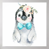 Poster Cravate de bébé Penguin Floral Bow | Pépinière (Devant)