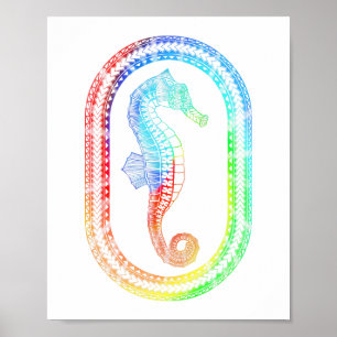 Poster Cravate teintée Couleurs Tribal Seahorse