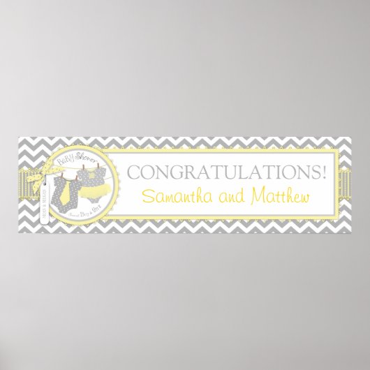 Poster Cravate Twins Tutu Chevron Baby shower Bannière (Devant)