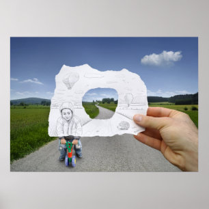 Poster Crayon contre l'appareil-photo - jeu d'enfant