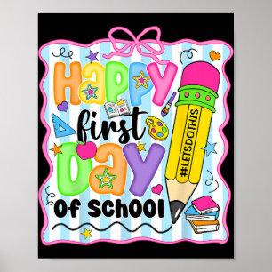 Poster Crayon de jour de rentrée heureux enseignant enfan