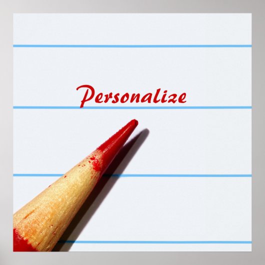 Poster Crayon De L'Enseignant Rouge Sur Papier Linqué Ave (Devant)