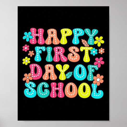 Poster Crayon de premier jour d'école heureux enseignant (Devant)