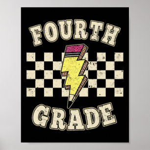 Poster Crayon éclair pour enseignant de 4e année rétro