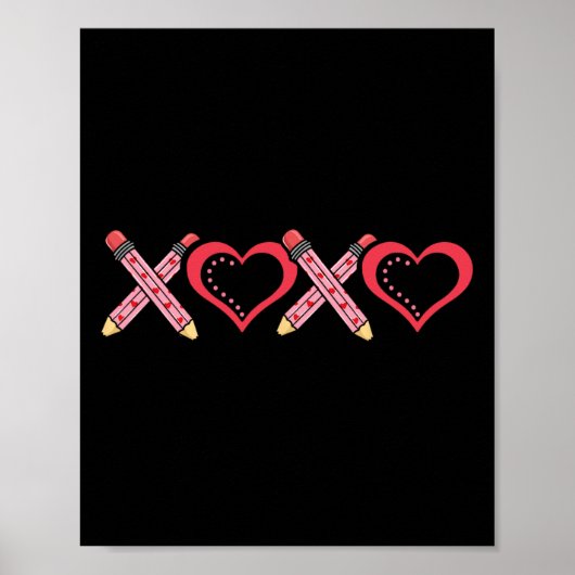 Poster Crayon et pomme de la Saint-Valentin pour enseigna (Devant)