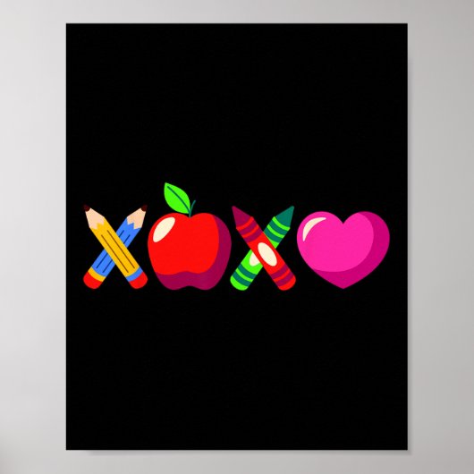 Poster Crayon et pomme de la Saint-Valentin pour enseigna (Devant)